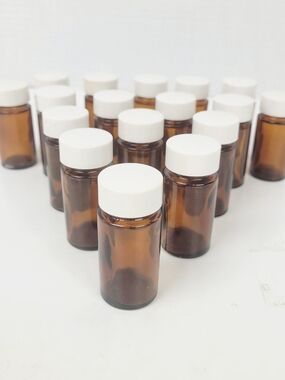 70s~Alexander H Kerr Apothecary Bottles~Amber~2.5" Tall~5 Dram/.625 oz~Lot of 17